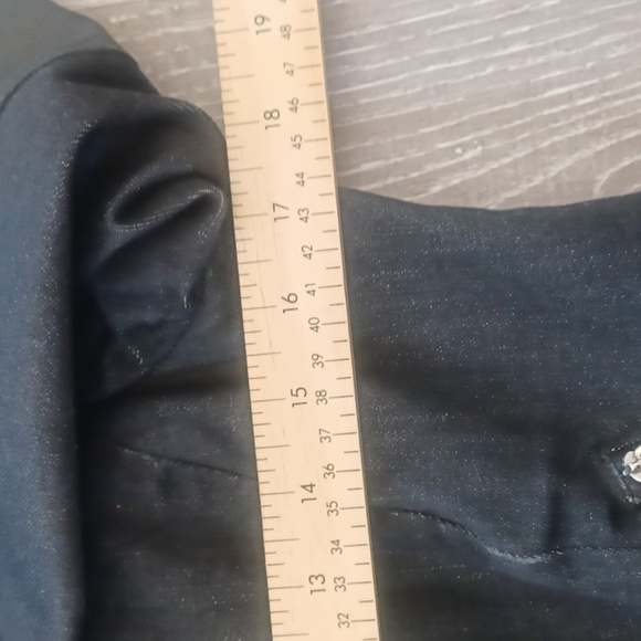 7 For All Mankind Moto Jacket Denim On Faux Leather Bikercore Office Siren - Picture 6 of 9